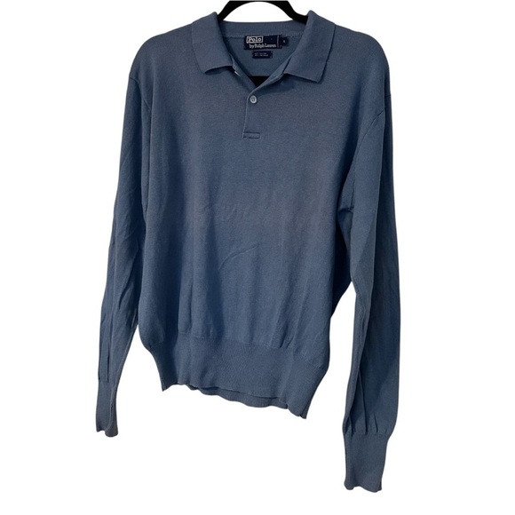 Polo Ralph Lauren Sweater Cotton & Cashmere Knit Long Sleeve Blue Size L - Picture 1 of 11